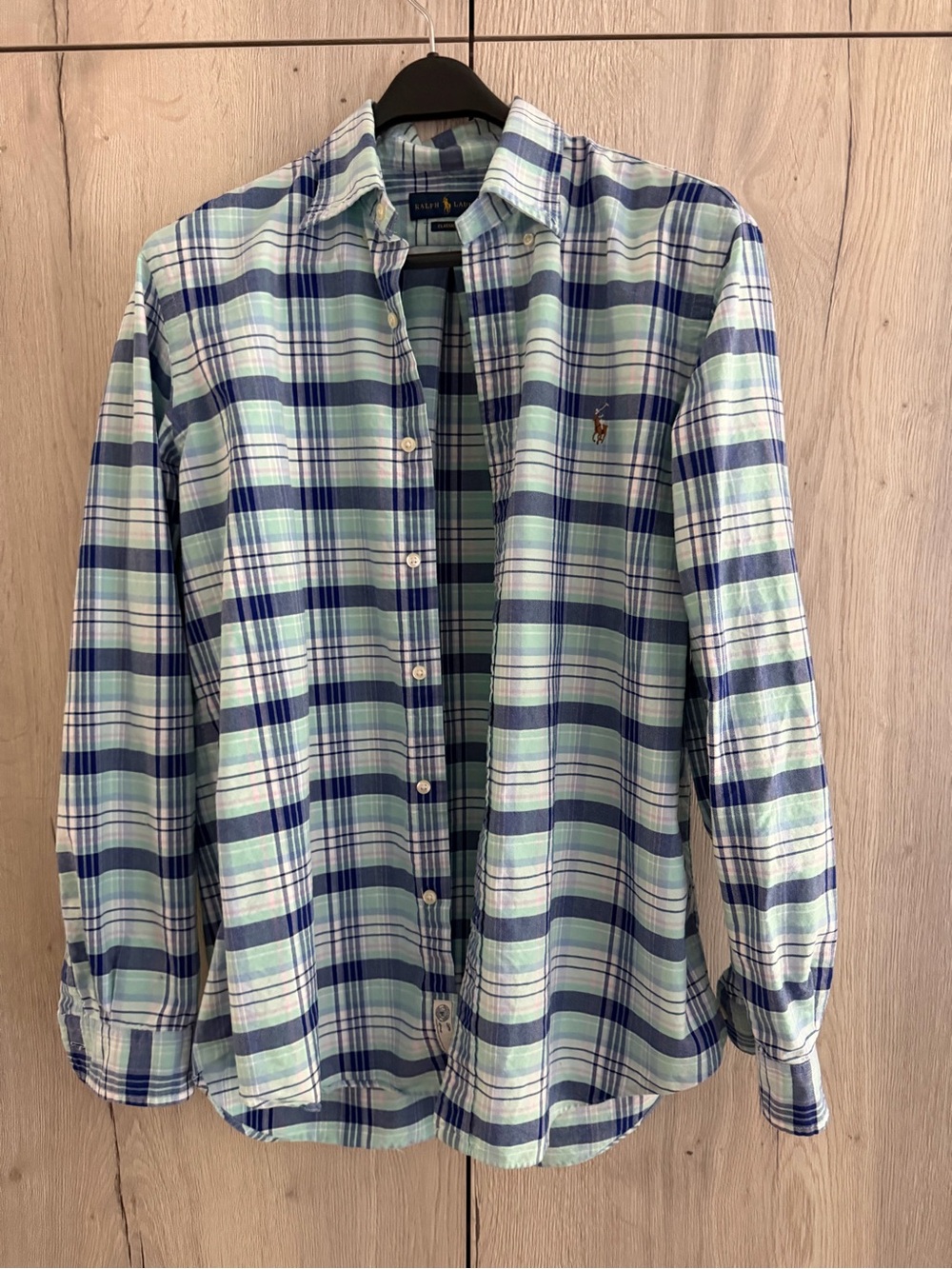 Polo Ralph Lauren Blue Plaid Cotton Button-Down oxford Shirt
